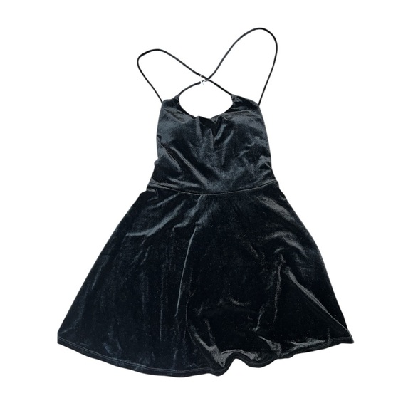 HALARA Criss‎ Cross Back Mini Lace Up Velvet Short Dress Green Pickleball Active - Picture 3 of 10